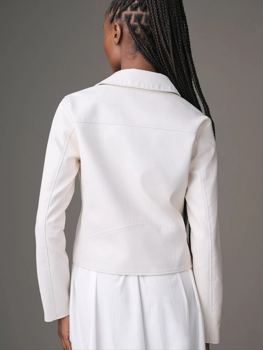 NWOT Anthropologie Ivory Moto Leather Jacket - Picture 4 of 16